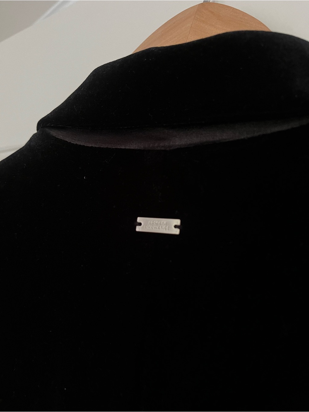 Armani Exchange Black Velvet Blazer with Notch Lapel - Picture 5 of 6